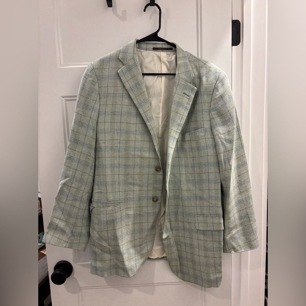 Hickey Freeman Light Gray Plaid Blazer